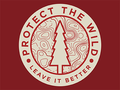 Protect The Wild badge circular badge outdoors patch topo topographic topography tree wild wilderness