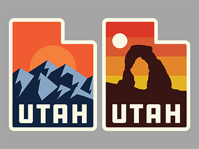 Utah Mountain to Desert arch badge desert logo mountains patch retro state topographic utah wasatch