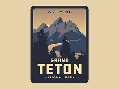 Grand Teton Poster badge grand teton mountains national park patch poster wyoming
