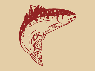 Mountain-ish adventure design fish illustration mountain mountain fish outdoors rainbow trout retro trout vintage wilderness