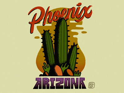 Phoenix, AZ arizona cactus desert hand letter phoenix script type