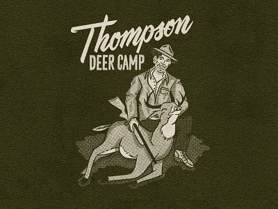 Thompson Deer Camp buck camp deer halftone hunting lettering nature retro rifle script vintage