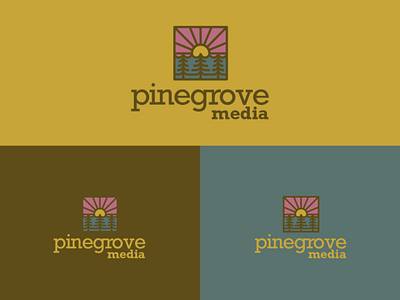 pinegrove media badge grove icon logo media pine sun tree water