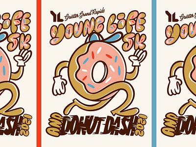 YL Donut Dash 5k cartoon donut grand lettering life rapids running young
