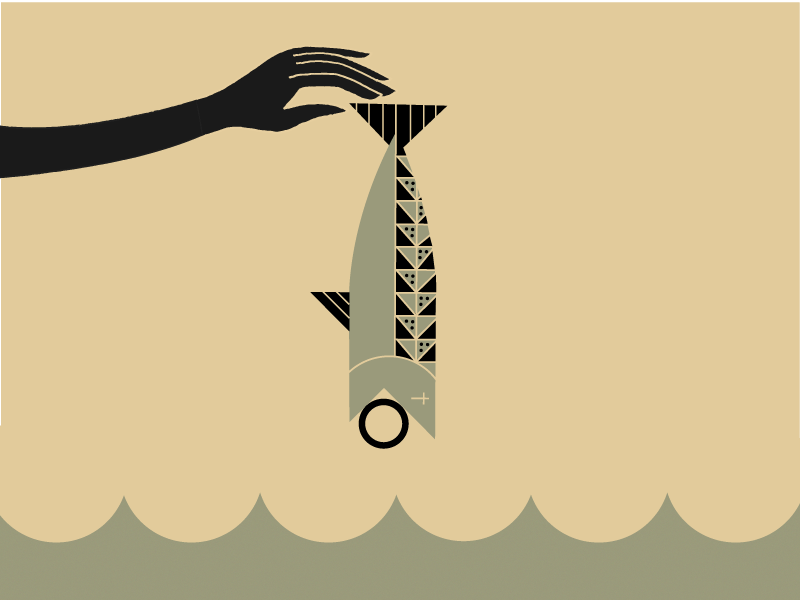 Day 4: Matthew 17:24-27 100days bible coin cross fish hand illustrator water waves