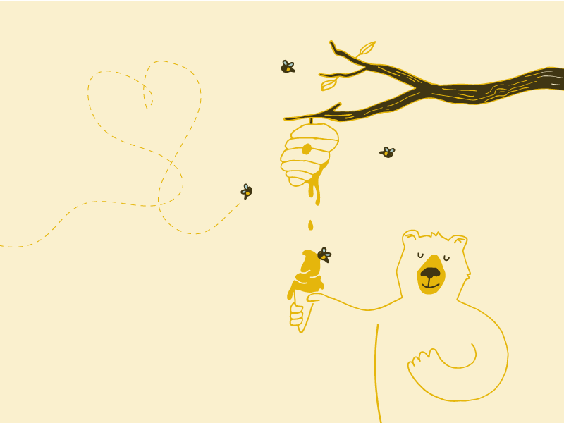 Day 7: Proverbs 16:24 bear bees bible happy honey ice cream illustrator proverbs tree