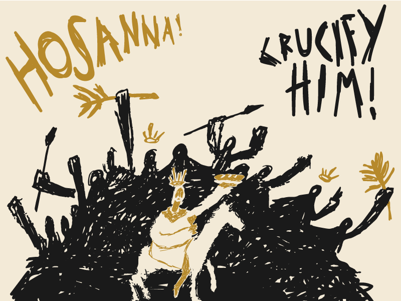 Day 9: Matthew 21:9-10 illustrator king bread palm crowds donkey horse colt crucify hosanna jesus