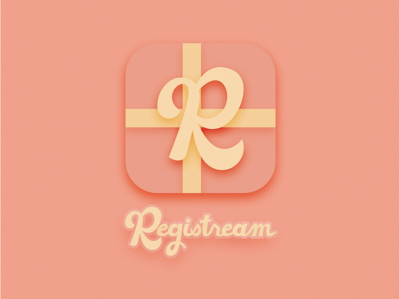 Registream Logomark app bow gift hand lettering michigan millennial pink pink present r registry startup