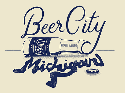 Beer City USA b beer bottle brewery cap city grand hand lettering michigan rapids usa