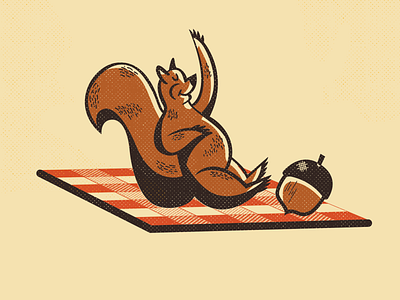 Groovin' Squirrel acorn fur gingham grove holland michigan pine retro shading squirrel texture