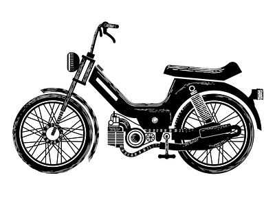 Moped bike engraving moped motor puch retro texture vintage
