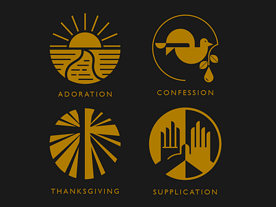A.C.T.S. Prayer icons badge bird cross hand icon liturgy pray sun worship