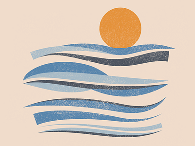 Sunset Screenprint beach lake michigan sun sunset water waves