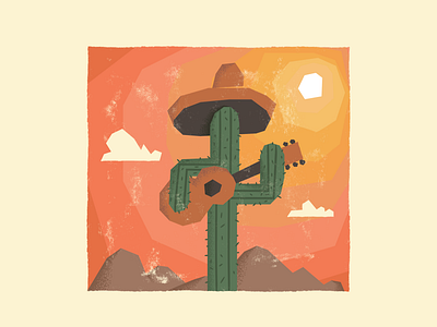 Mariachi Cactus block cactus guitar mariachi print south sun texture vintage west