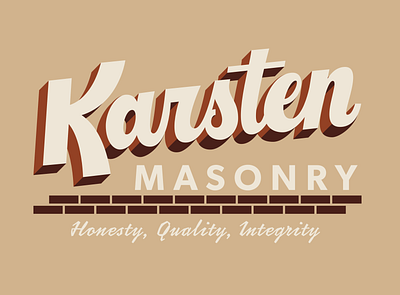 Karsten Masonry badge cursive hand lettering logo mason script type