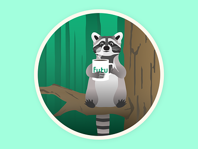 Coffee Raccoon digital drawing illustration sticker vector