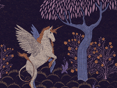 The Unicorn design fantasy flower horse illustration myth mythological pattern pegasus tapestry tree unicorn
