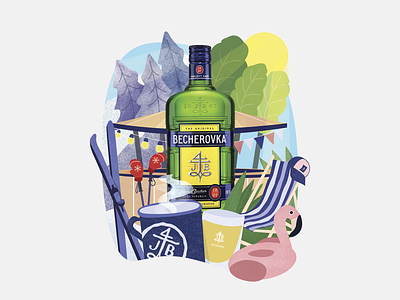 Key visual for Becherovka art branding graphic design illustration