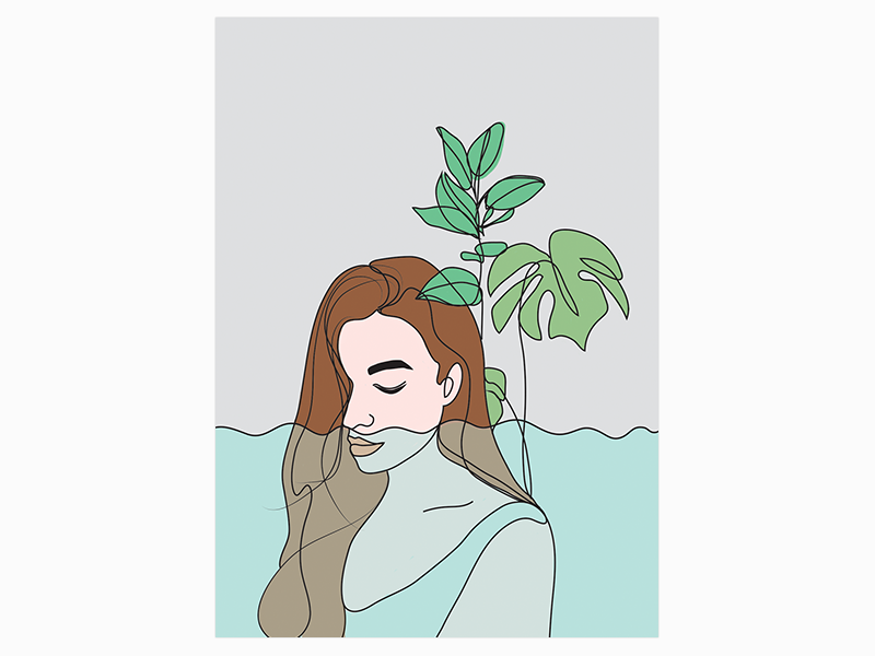Water cycle in nature graphic design desigh sketch plant girl illustration