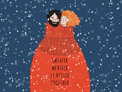 Sweater weather ... couple graphic design illustration sketch snow winter xmas