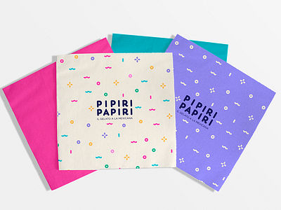 Pipiri Papiri branding color design gelatto ice cream italian mexican napkin texture