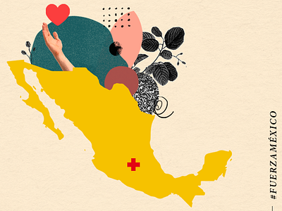 Fuerza México collage design earthquake graphic love méxico union