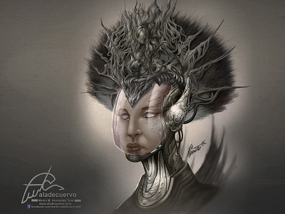 Reina Roja beauty character design concept art female head queen sci fi