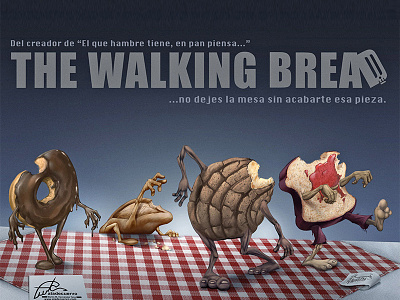 The Walking Bread bread cartooning fanart fun humorous terror the walking dead tv series twd zombie