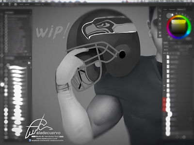 Seahawks Fanart Wip cartoon deportes digital paint fanart futbol americano helmeth nfl portrait seahawks sports