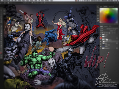 Zalemm Poster wip batman comic colors crossover dc comics deadpool haloween hulk jason marvel porer wolf