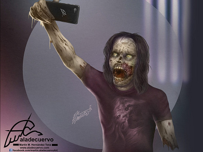 Zombie Selfie alive cell dead halloween mosnter phone selfie zombie