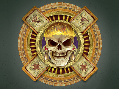 Aztec Dead God aladecuervo aztec craneo fire fuego god muerte skull warrior