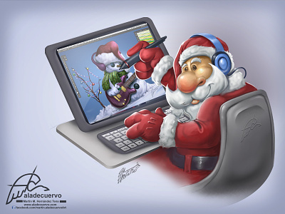 Merry Christmas! aladecuervo cartooning character christmas digital artist drawing holidays invierno navidad painting santa claus winter