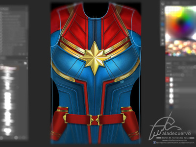 Captain Marvel torso Fanart Wip aladecuervo captain marvel comic digital paint fanart illustration super hero torso