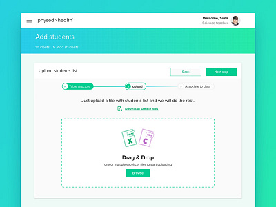 Add Students - Upload breadcrumb csv flat gradient icon menu progress upload xlsx