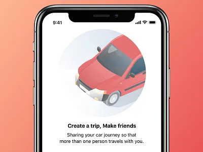 Ridesharing car carpooling clean colorful flat gradient illustration ios ridesharing ui vector