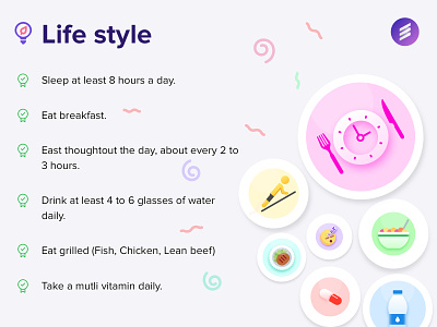 Life Style icons animation bright clean colorful flat gradient illustration lifestyle student ui vector
