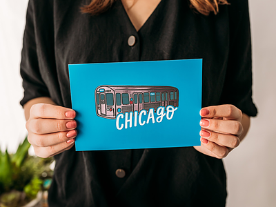 Chicago Train Foil Print art print blue line train chicago chicago transit foil accent foil print hand lettered design hand lettering l train