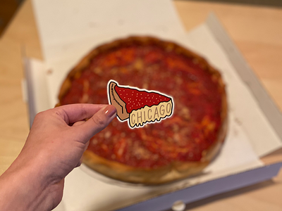 Chicago Deep Dish Pizza Sticker chicago chicago sticker deep dish pizza hand lettered design ipad lettering lettering works pizza pizza sticker sticker
