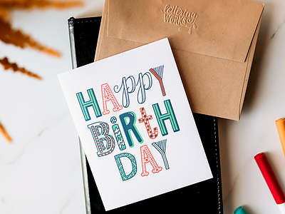 Hand-Lettered Happy Birthday Card art products birthday card greeting card hand lettered card hand lettering happy birth day happy mail ipad lettering lettering works paper goods product photography