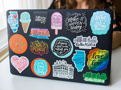 Hand-Lettered Sticker Designs graphic design illustration lettering peoria positivity sticker