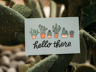 Hello There Postcard cactus hand drawn hand lettered hand lettering hello there illustration plants postcard product photography succulent