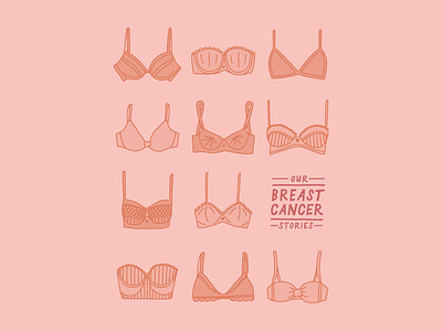 Our Breast Cancer Stories book cover bras breast cancer hand drawn hand lettering illustration
