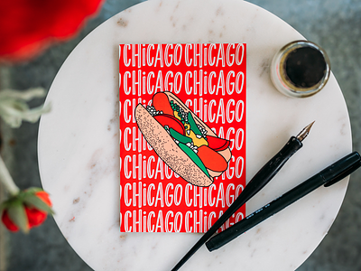 Chicago Style Postcard chicago chicago style hand drawn hand lettering handwritten happy mail hot dog lettered design postcard send more mail