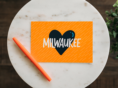 Milwaukee Heart Postcard city pride hand drawn hand lettering happy mail heart lettered design milwaukee milwaukee wisconsin postcard