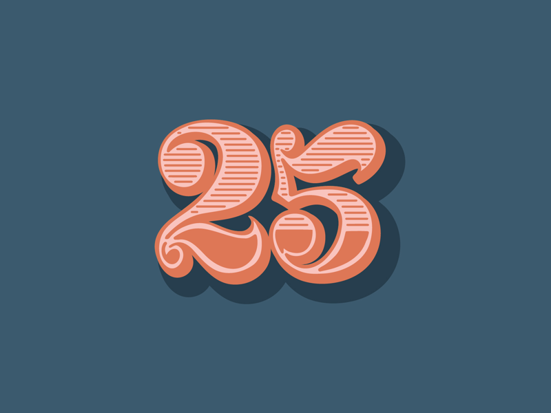 Hand-Drawn 25 twenty five custom numbers custom type ipad lettering hand lettering hand lettered design hand drawn 25