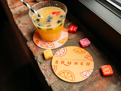 Freelancing Females Brunch - Custom Coasters brand design branding brunch coasters custom illustration lettering photography