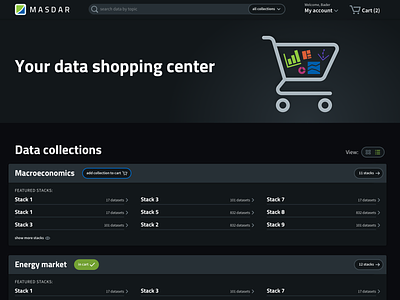 E-commerce site for datasets e commerce ui web