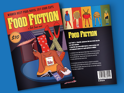 Food Fiction book fiction food illustrations layout parody pulp