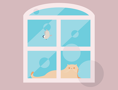 Quarantined art bird cat design flat illustration vector